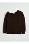 Create Your Style with Uzg Store Brown Boat Neck Oversized Women's Knitwear Sweater - 5