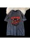 Washable Red Slasher Printed Unisex Oversized Vintage T-Shirt - 2
