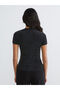 Metallic Mock Neck Shiny Looking Women's Bodysuit - 4