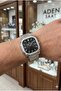 Classic Men's Wristwatch |   42mm Square Steel Case, Black Dial, Steel Band - 4