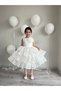 Girl's Knee Length Layered Fluffy Carolin Party Evening Dress + Buckle - 4