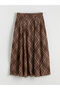 Alita City Lcw Modest Brown Plaid Midi Women's Skirt with a Difference - 5