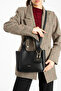 Faux Leather Handbag 3 Compartments Adjustable Shoulder Strap 24X20X13 cm with Accessories - 3
