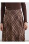 Alita City Lcw Modest Brown Plaid Midi Women's Skirt with a Difference - 3
