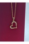 Heart Zircon Stone Steel Necklace Gold Color