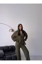 Women's Hooded Double Zippered Hair Knitwear Set - 4