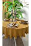 Aura Liquid-Proof Mustard Yellow Ruffled Round Tablecloth - 4