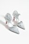 Silver Lace Detailed Women's Heel Shoes [7] cm - 5