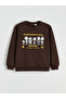Brown Snoopy Printed Oversized Women's Thick Sweatshirt (S6) - 5