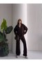 Women's Hooded Double Zippered Hair Knitwear Set - 3