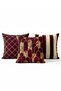 3-Piece Combination Throw Pillow Cover Set - Burgundy Gold Art Deco Patterned Digital Printed Throw Pillow Cover - 3