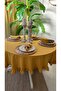 Aura Liquid-Proof Mustard Yellow Ruffled Round Tablecloth