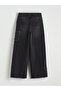 Black Wideleg Girl's Jean Pants - 2