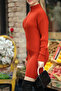 Half Turtleneck Zippered Collar Long Sleeve Ribbed Skirt Elastic Stylish Mini Knitwear Dress Tunic - 4