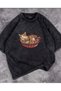Washable Cat in Cube Printed Unisex Oversized Vintage T-Shirt - 2