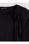Black Crew Neck Floral Appliqué Women's T-Shirt - 6