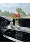 Cute Mini Rabbit and Red Flower Vase Miniature Car Glove Box Accessory Home Decoration Ornament - 2