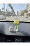 Cute Mini Rabbit and Yellow Flower Vase Miniature Car Glove Box Accessory Home Decoration Ornament
