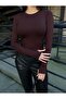 Women's Bitter Brown Finger Detailed Crew Neck Bodysuit - 2