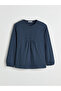 Lcw grace navy blue bicycle collar embroidered blouse - 4