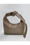 Women's Shoulder Bag with Knotted Handle, Zipper, Soft Faux Leather, Daily Use Beige Bag
