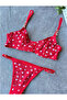 Women's Love Series Heart Embroidered Bra Set Red