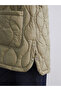 Khaki Hooded Quilted Women's Puffer Coat - 3