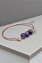 Amethyst Stone Real Copper Bracelet 8 mm Handcrafted - 3