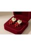 Gold Women's Earrings with Burgundy Bead Detail |   Silver Needle |   Special Boxed - 3