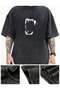 Washed Fang Printed Unisex Oversize Vintage T-Shirt - 3