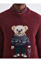 Crew Neck Bear Teddy Printed Men's Knitwear Sweater - 3