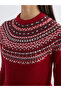 Red Crew Neck Patterned Women's Knit Sweater from Plus-Store - 3