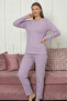 Thick Winter Interlock Striped Long Sleeve Knit Pajama Set - 4