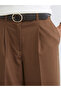 Beige Wide Leg Women's Pants with Belt - 6