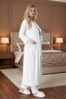 Women's Ecru Shawl Collar Lace Button Detailed Long Sleeve Design Maternity Pajama Set - 2
