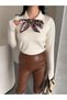 Women's Scarf Long Sleeve Premium Quality Knitwear Sweater - 7