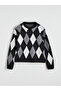 Anthracite Crew Neck Diamond Patterned Women's Knit Tunic - 5