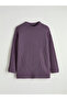 Purple crew neck self-patterned women's knit tunic from gülis store - 5