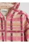 Two Mt Shop Quality Lcw Kids Pink Plush Plaid Loose & Baggy Girls' Jacket - 3