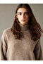 Beige Half Turtleneck Oversize Women's Knitwear Sweater - 4