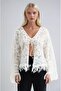 Front tie-up sheer knit cardigan 5199 - 6