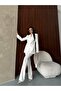 Design Single Button Asymmetrical Jacket Pants Set - 4