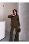 Women's Crew Neck Sweater Pants Bottom-Top Knitwear Set