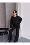Women's Crew Neck Sweater Pants Bottom-Top Knitwear Set - 4