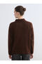 Brown Crew Neck Women's Knitwear Sweater - 4