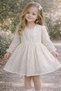 Girl's White Long Sleeve Festive Birthday, Party, Holiday Dress