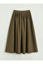 Khaki Zippered Pleated Skirt - 5