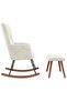 Rocking Chair with a Stool Cream White Velvet - 5