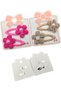 Crochet 5 Petal Flower Hair Clips (PACK OF 1) (Pink & Brown)