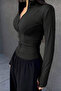 Benz Long Sleeve Zippered Black Fit Sports Blouse - 3
